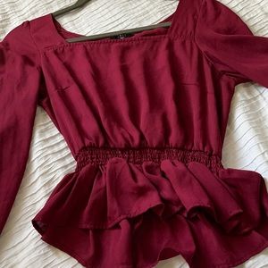 Beautiful red blouse (very flattering!)